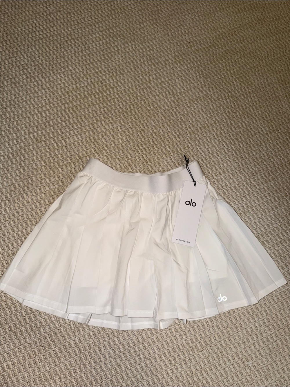 ALO Yoga White Pleated Skater Skirt